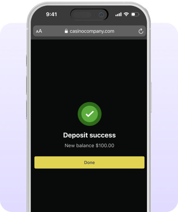 Smartphone screen deposit success.